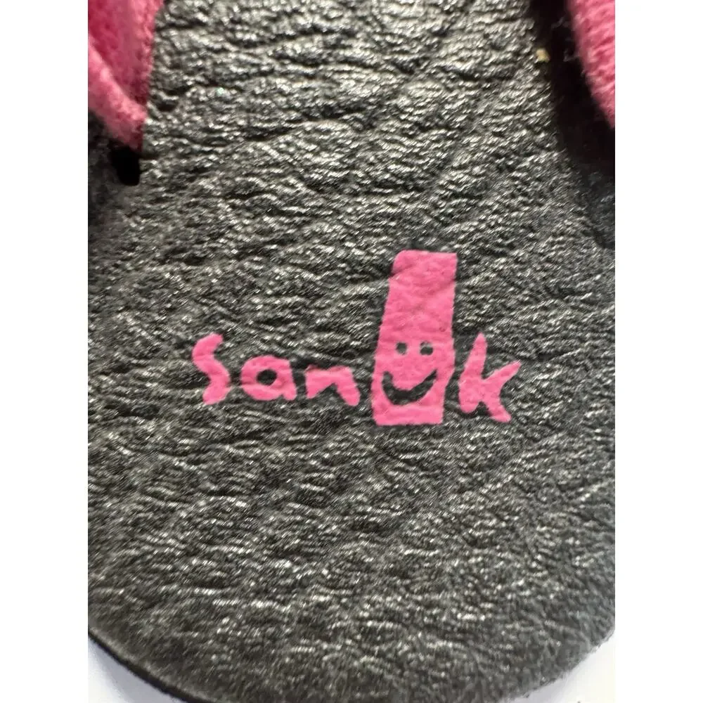 Sanuk Girls Slingback Sandals Size 1-2 Pink Black Yoga Thong Flip Flops